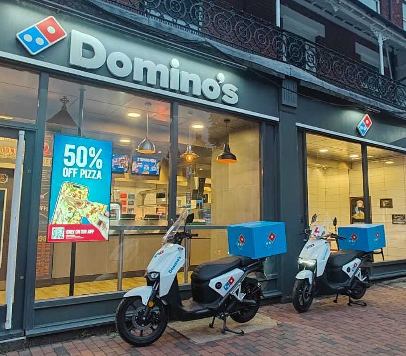Dominos pizza delivery electric motorcycle